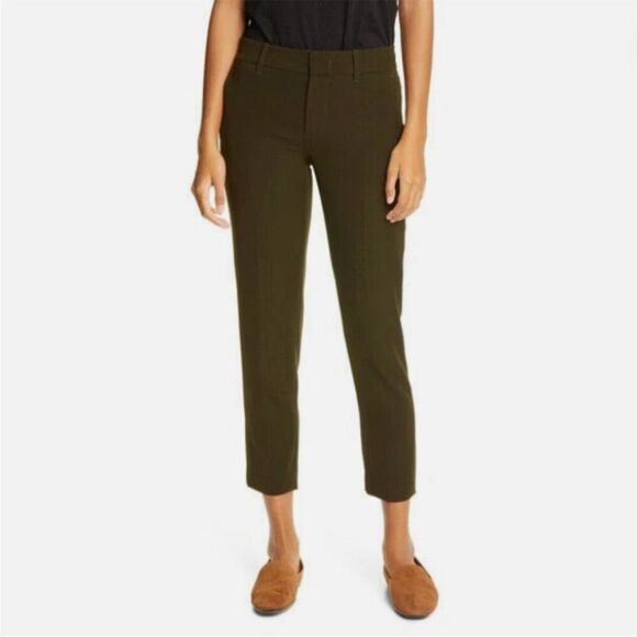 Vince Tailored Crop Ankle Pants In Dark Olive - Picture 1 of 11